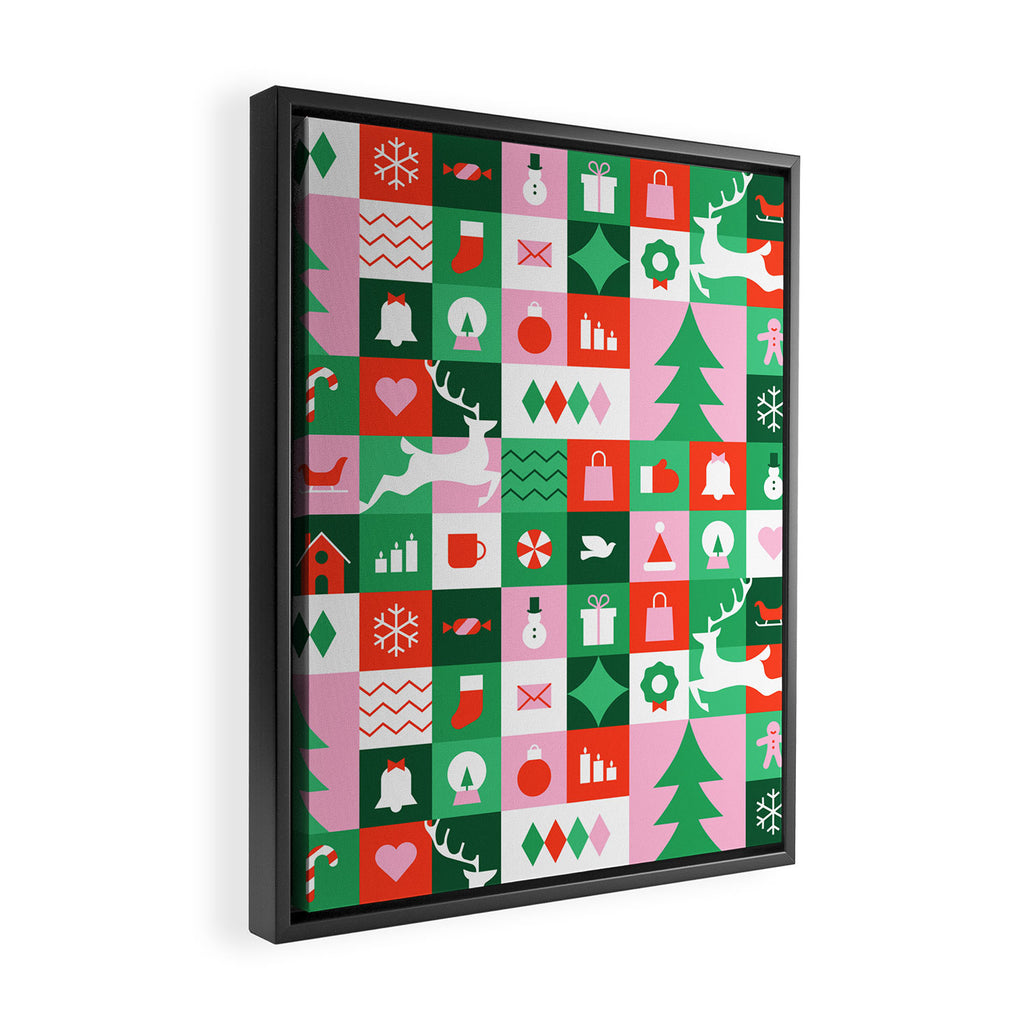 Modern christmas geometric mosaic art pattern Framed Canvas Print Gallery Image 2