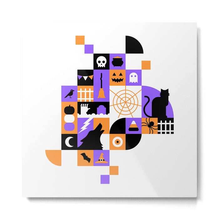 Modern geometric halloween illustration Metal Print Gallery Image 1