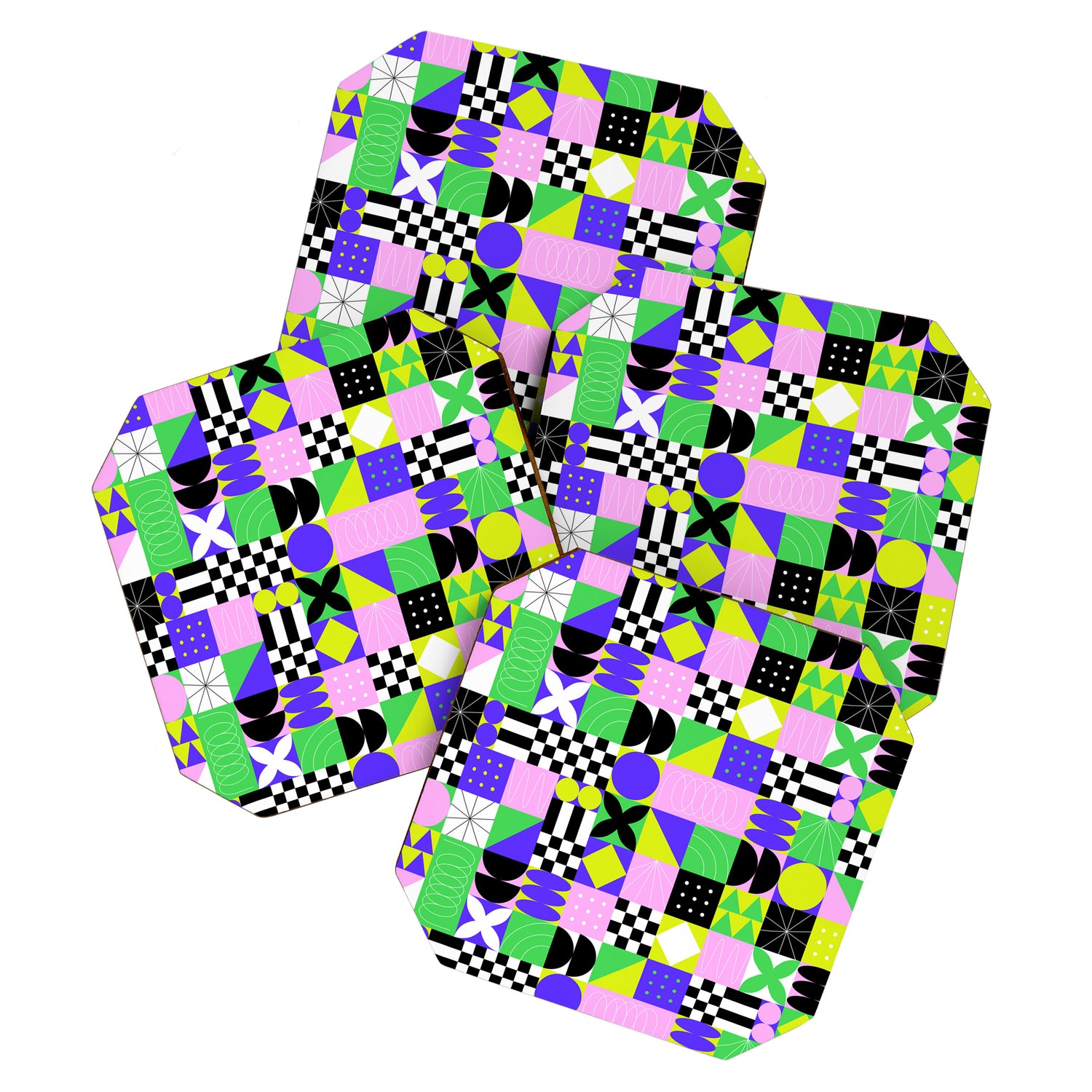 Modern geometric mosaic pattern art Coaster Gallery Image 1