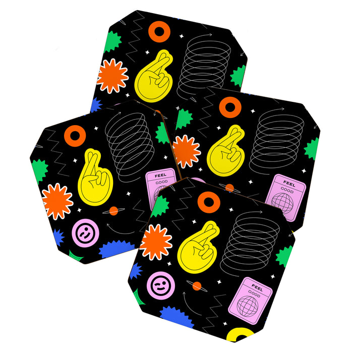 Modern minimalist art sticker pattern Coaster Gallery Image 1