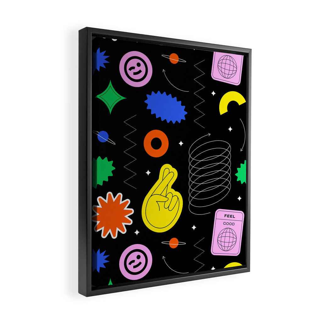 Modern minimalist art sticker pattern Framed Canvas Print Gallery Image 2