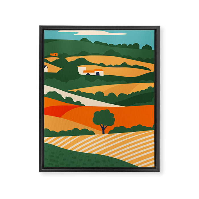 Nature farm field landscape art Framed Canvas Print Gallery Image 1