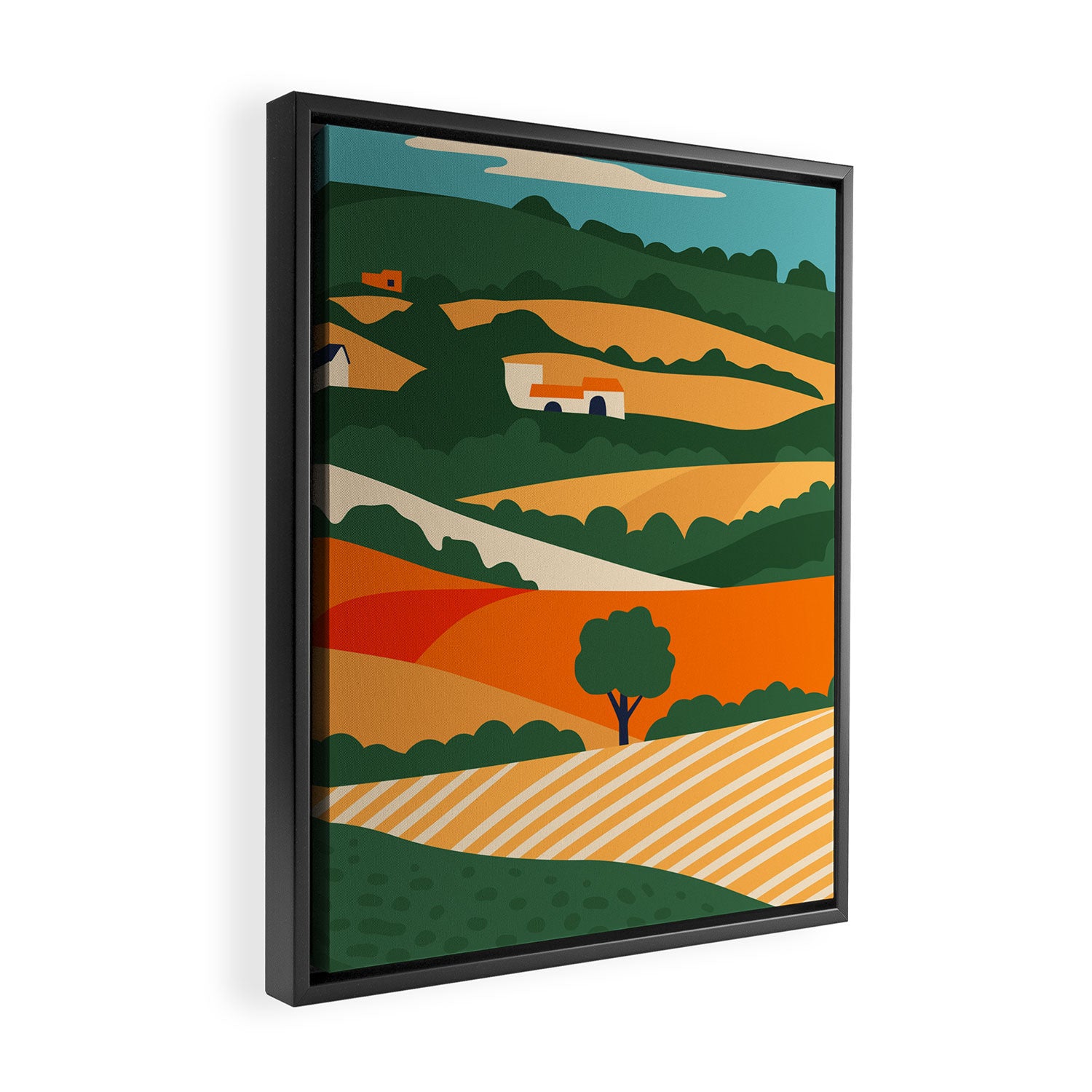 Nature farm field landscape art Framed Canvas Print Gallery Image 2