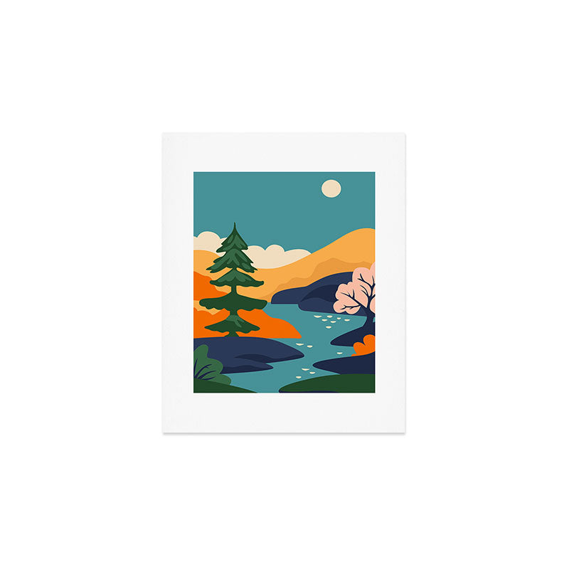 Nature forest mountain landscape art Art Print Gallery Image 1