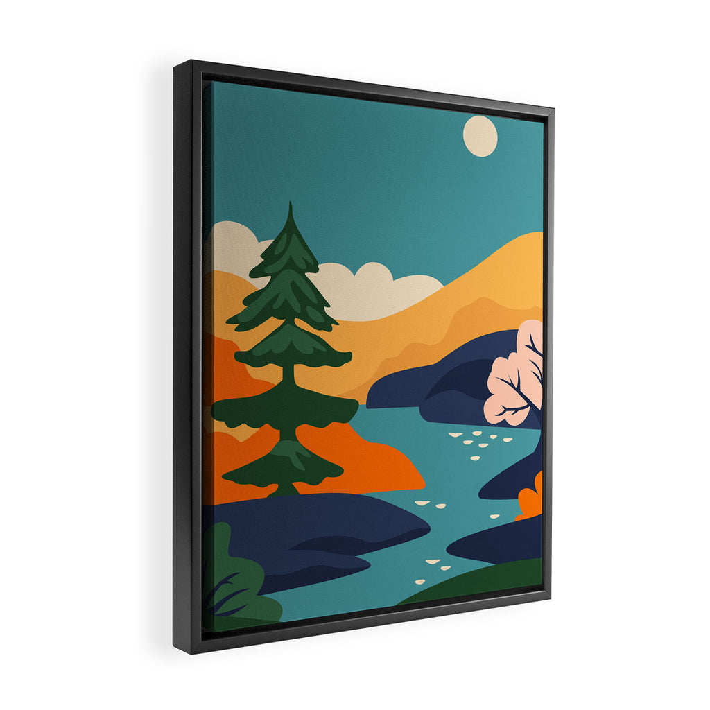 Nature forest mountain landscape art Framed Canvas Print Gallery Image 2