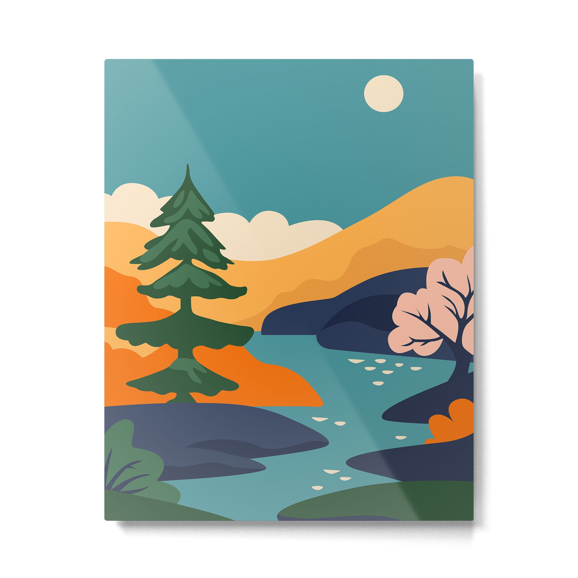 Nature forest mountain landscape art Metal Print Gallery Image 4