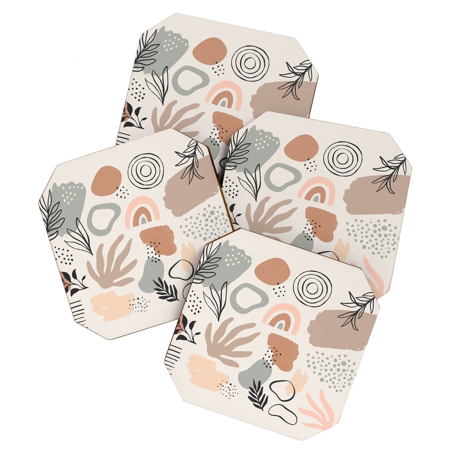 Organic abstract nature art shapes collection Coaster Gallery Image 1