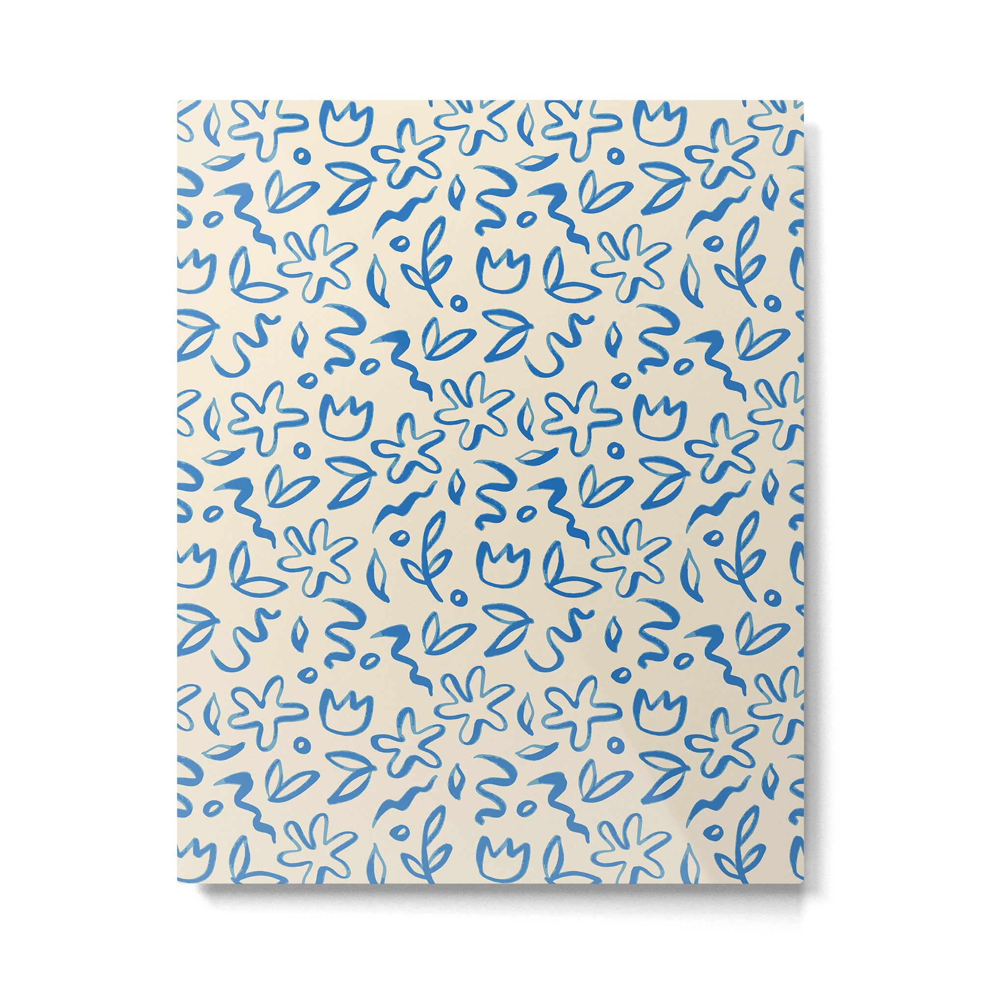Organic Blue floral nature art doodle pattern Metal Print Gallery Image 6