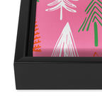 Pink christmas pine tree doodle pattern Framed Canvas Print Gallery Image 3