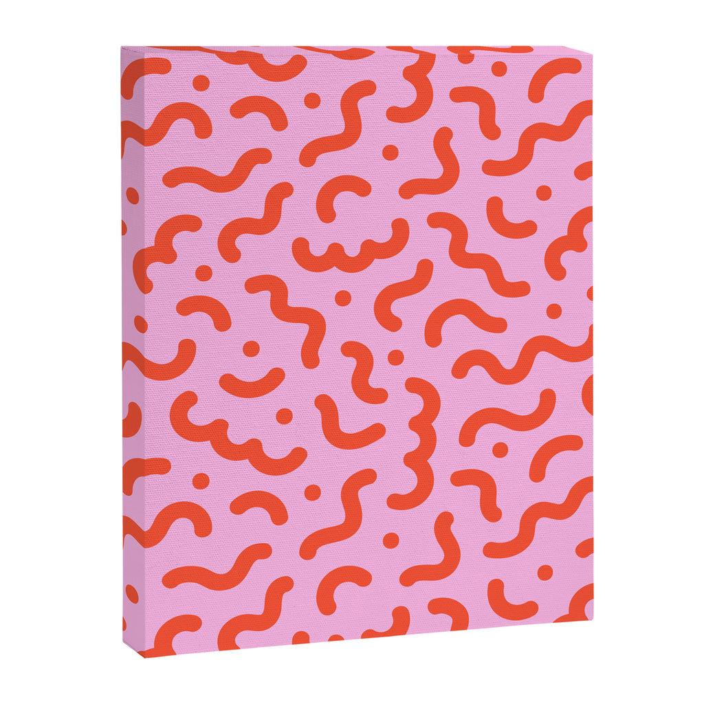 Pink line doodle squiggle pattern Canvas Print Gallery Image 8
