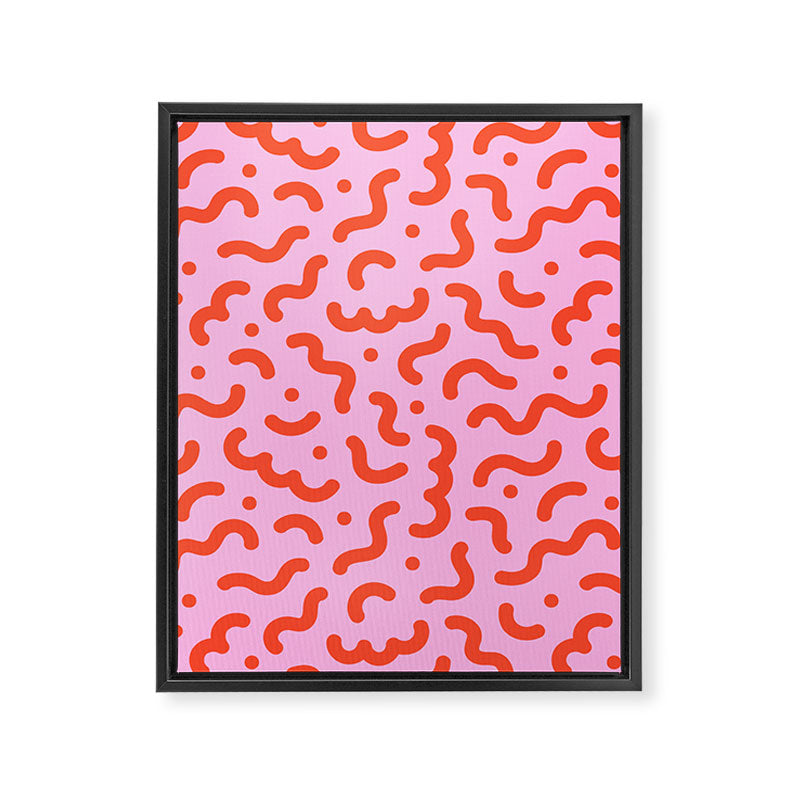 Pink line doodle squiggle pattern Framed Canvas Print Gallery Image 8