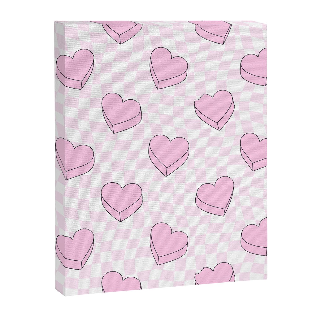 Pink love heart candy checkered pattern Canvas Print Gallery Image 8