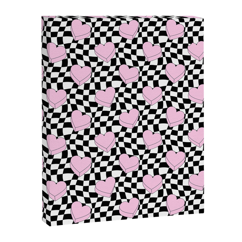 Pink love heart candy checkered pattern Canvas Print Gallery Image 8