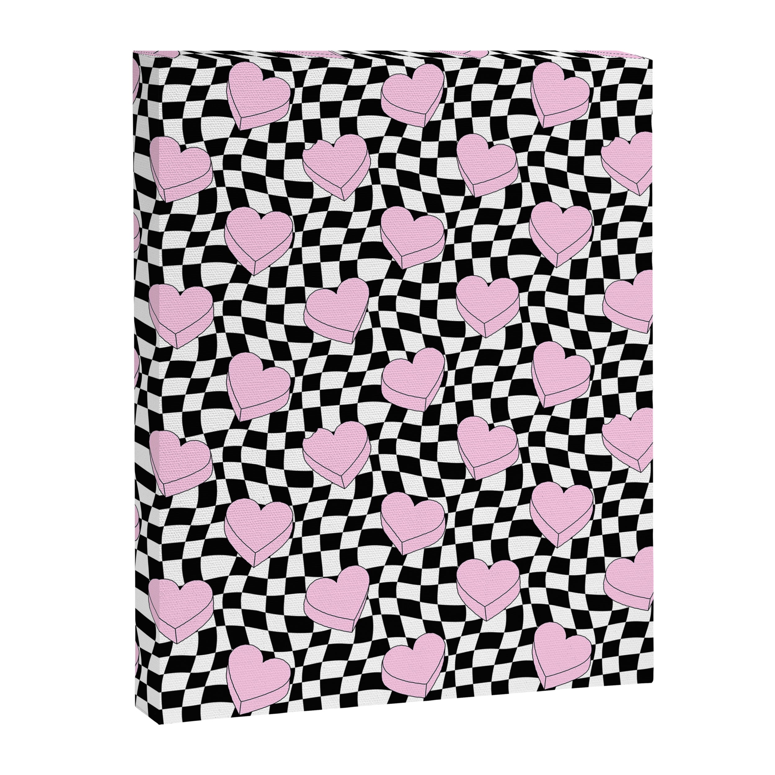 Pink love heart candy checkered pattern Canvas Print Gallery Image 8