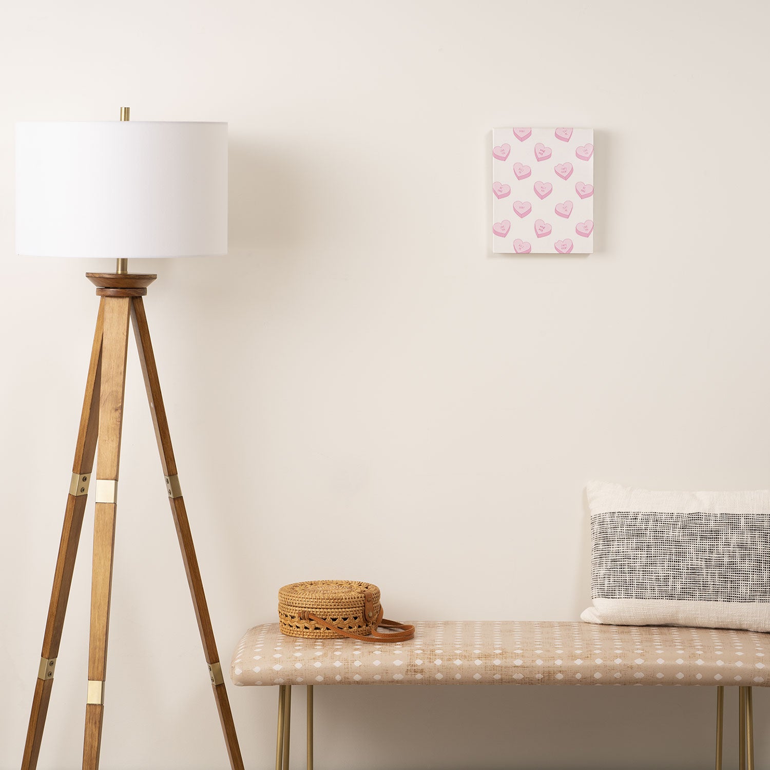 Pink love heart candy pattern Canvas Print Gallery Image 2