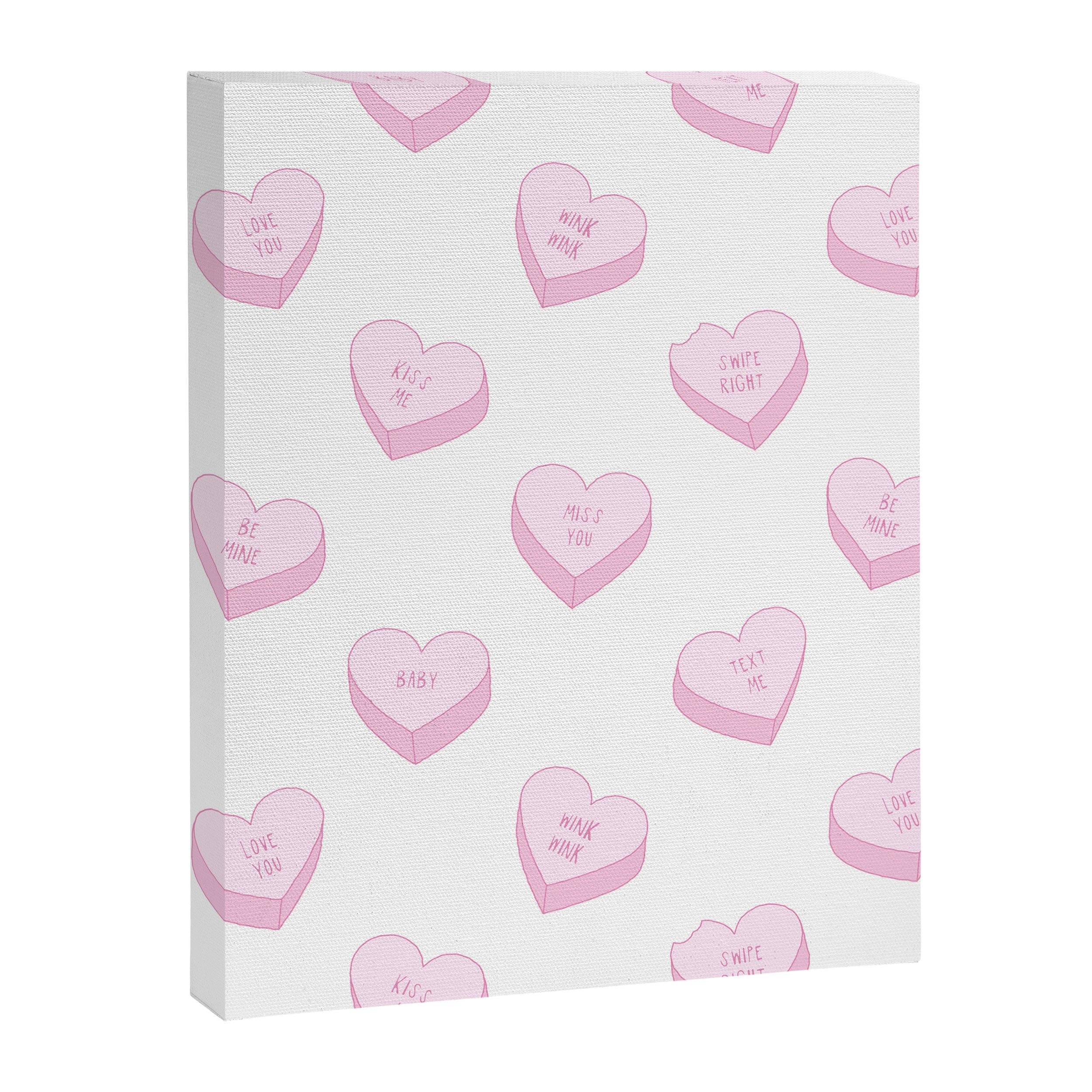 Pink love heart candy pattern Canvas Print Gallery Image 8