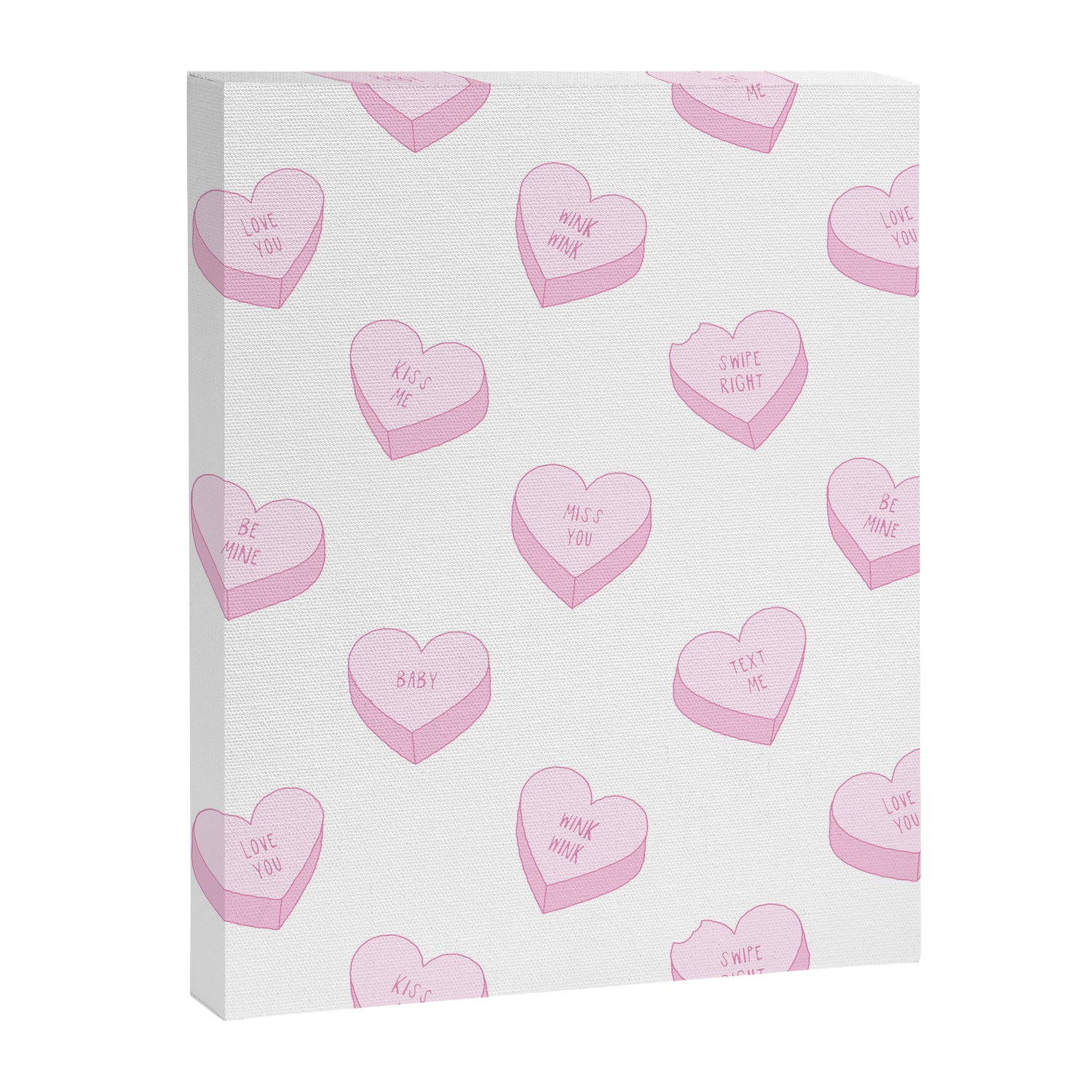 Pink love heart candy pattern Canvas Print Gallery Image 3