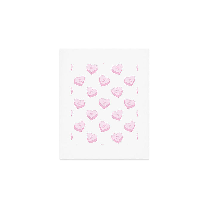 Pink love heart candy pattern Art Print Gallery Image 1
