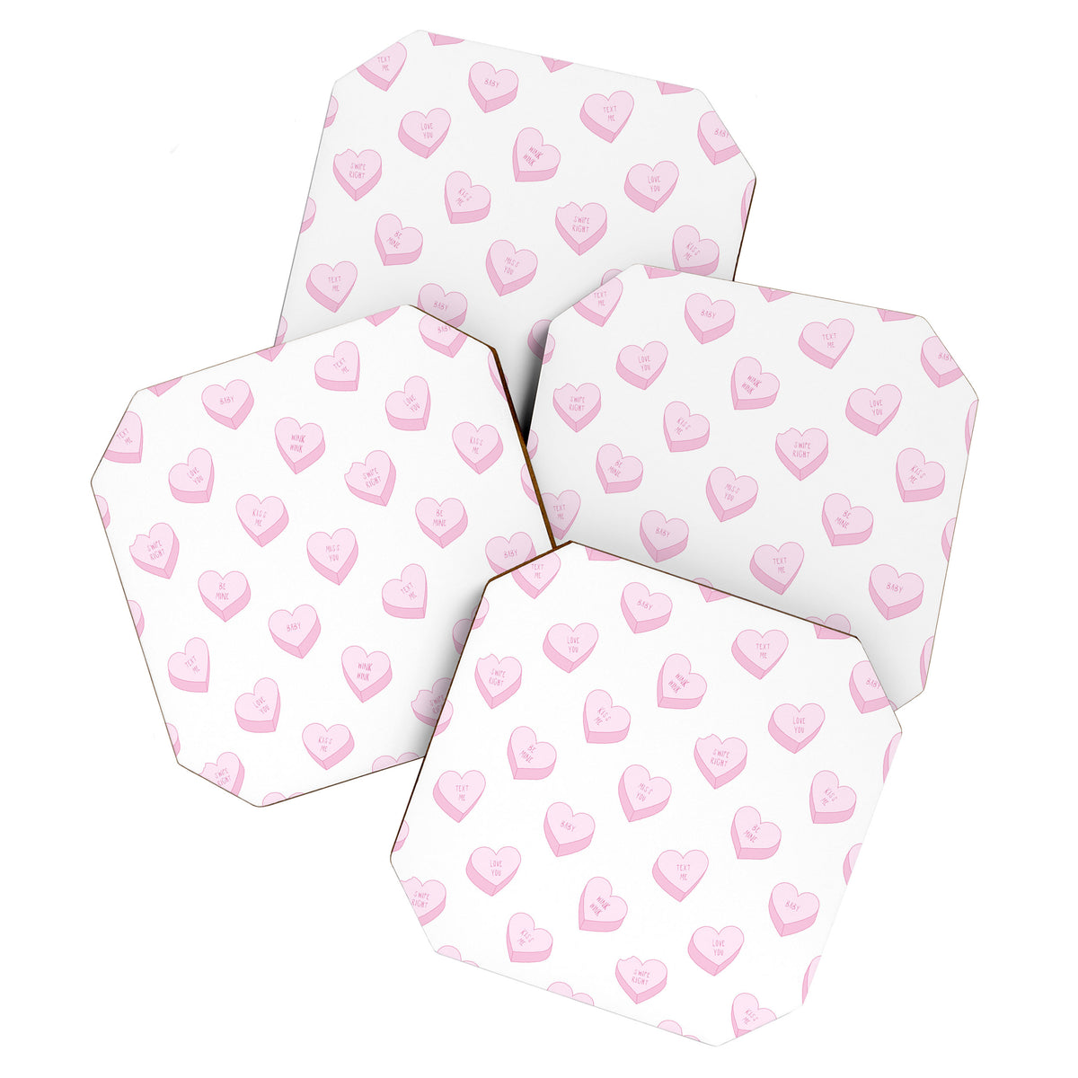 Pink love heart candy pattern Coaster Gallery Image 1