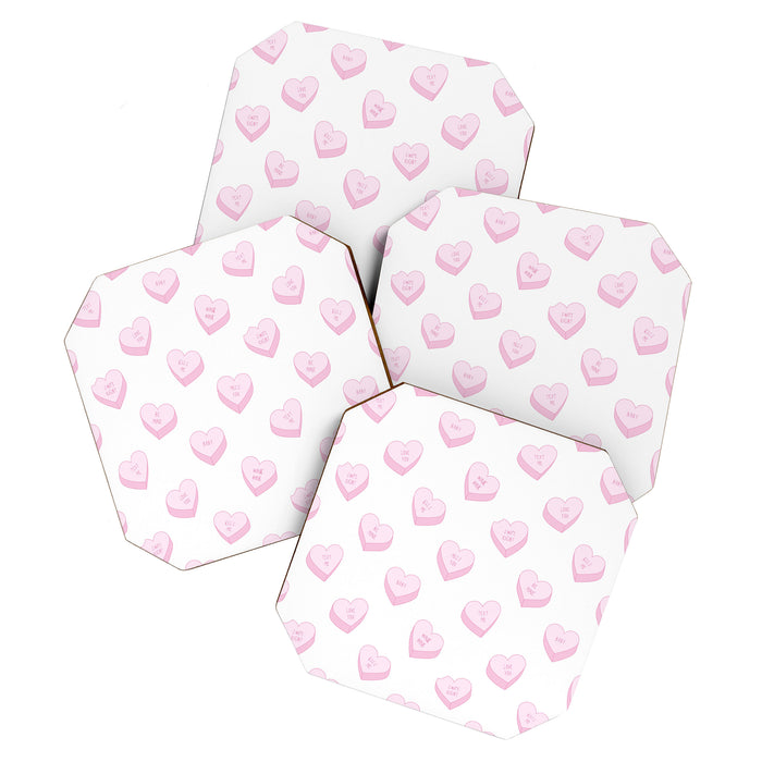 Pink love heart candy pattern Coaster Gallery Image 1