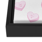 Pink love heart candy pattern Framed Canvas Print Gallery Image 3