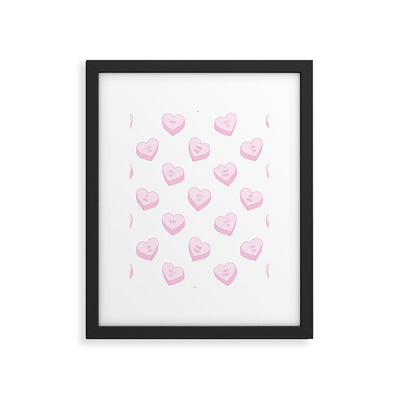 Pink love heart candy pattern Framed Art Print Gallery Image 6