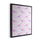 Pink love heart face checkered pattern Framed Canvas Print Gallery Image 2