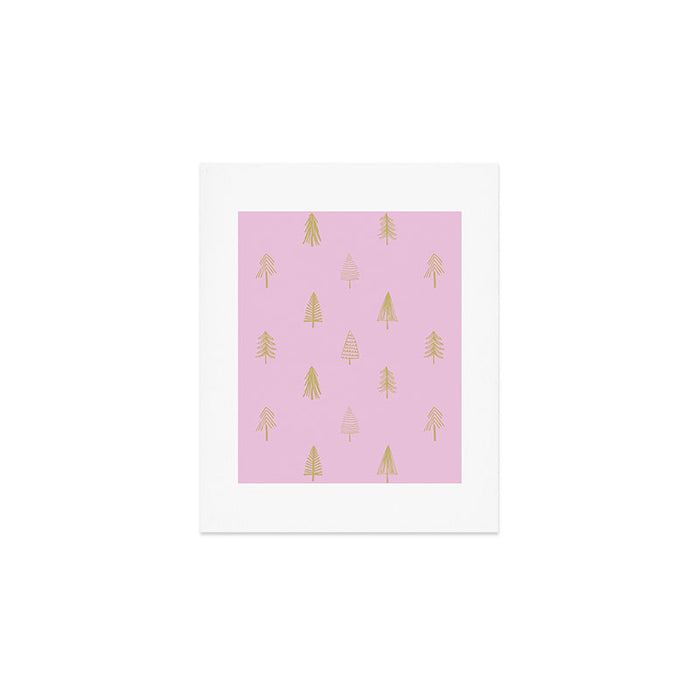 Pink pine tree doodle art pattern Art Print Gallery Image 1