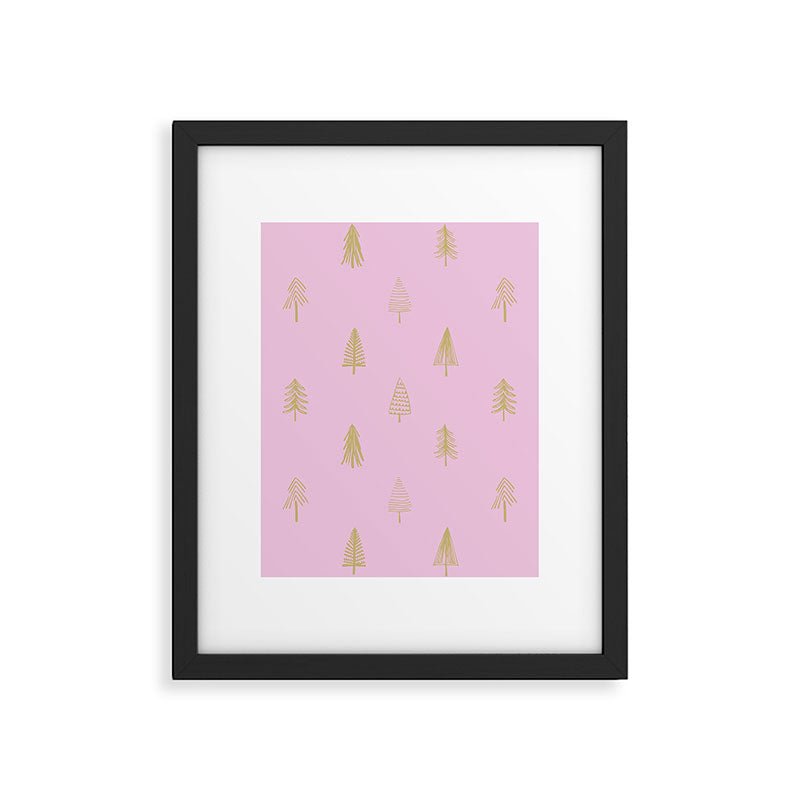 Pink pine tree doodle art pattern Framed Art Print Gallery Image 6