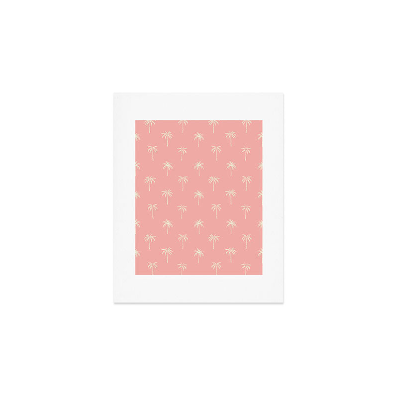 Pink summer palm tree doodle art pattern Art Print Gallery Image 1
