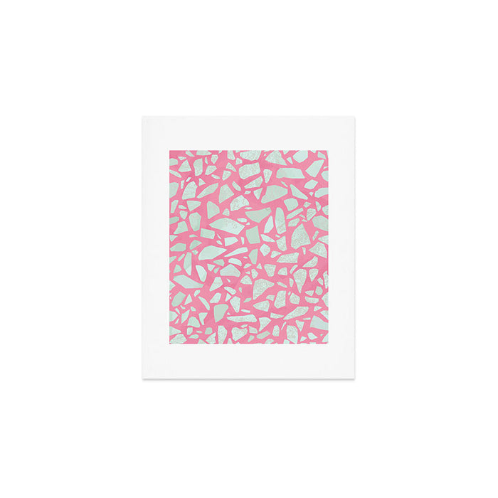 Pink terrazzo flooring seamless pattern with colorful marble rocks Art Print Gallery Image 1