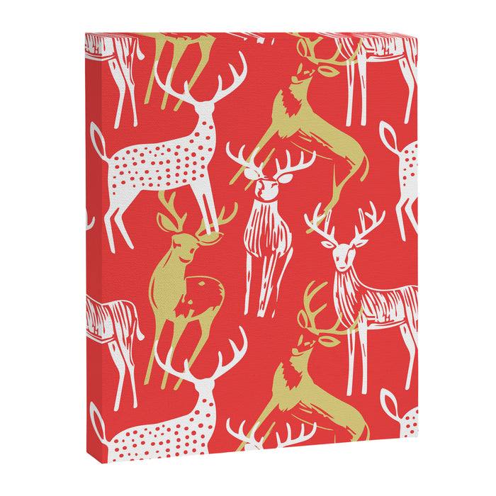 Red christmas reindeer animal pattern Canvas Print Gallery Image 1