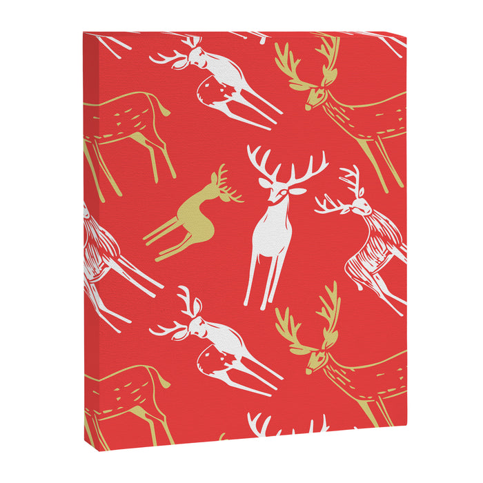 Red christmas reindeer animal pattern Canvas Print Gallery Image 1