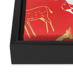 Red christmas reindeer animal pattern Framed Canvas Print Gallery Image 3