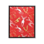 Red christmas reindeer animal pattern Framed Canvas Print Gallery Image 8