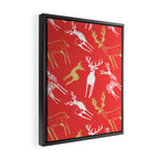 Red christmas reindeer animal pattern Framed Canvas Print Gallery Image 2