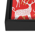 Red christmas reindeer animal pattern Framed Canvas Print Gallery Image 3