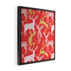 Red christmas reindeer animal pattern Framed Canvas Print Gallery Image 2