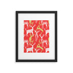 Red christmas reindeer animal pattern Framed Art Print Gallery Image 6