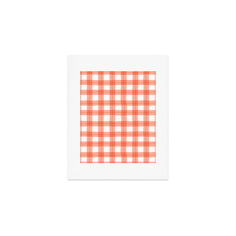 Red geometric plaid gingham pattern Art Print Gallery Image 1