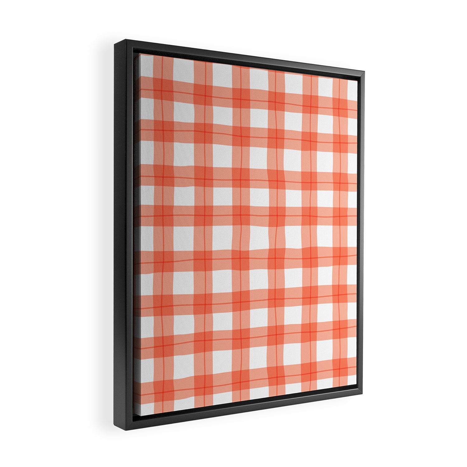 Red geometric plaid gingham pattern Framed Canvas Print Gallery Image 2