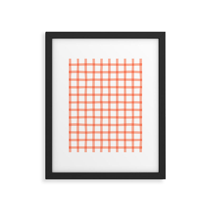 Red geometric plaid gingham pattern Framed Art Print Gallery Image 6