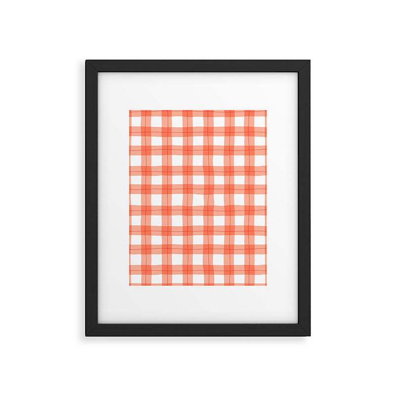 Red geometric plaid gingham pattern Framed Art Print Gallery Image 6