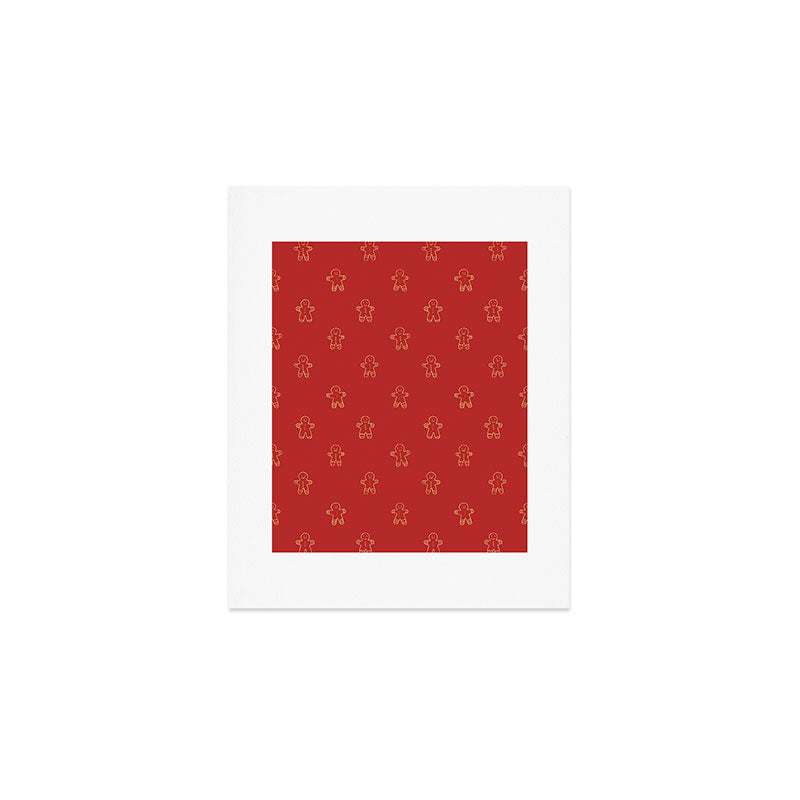 Red gingerbread christmas cookie pattern Art Print Gallery Image 1
