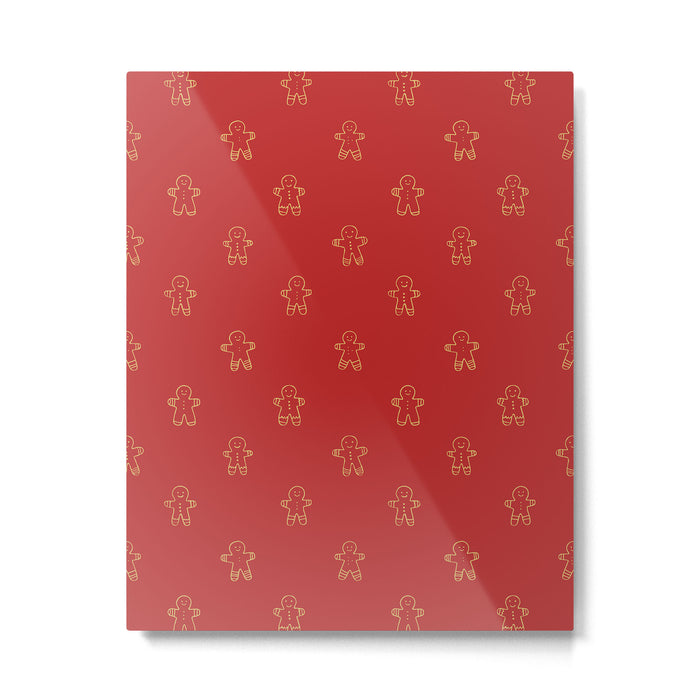 Red gingerbread christmas cookie pattern Metal Print Gallery Image 1
