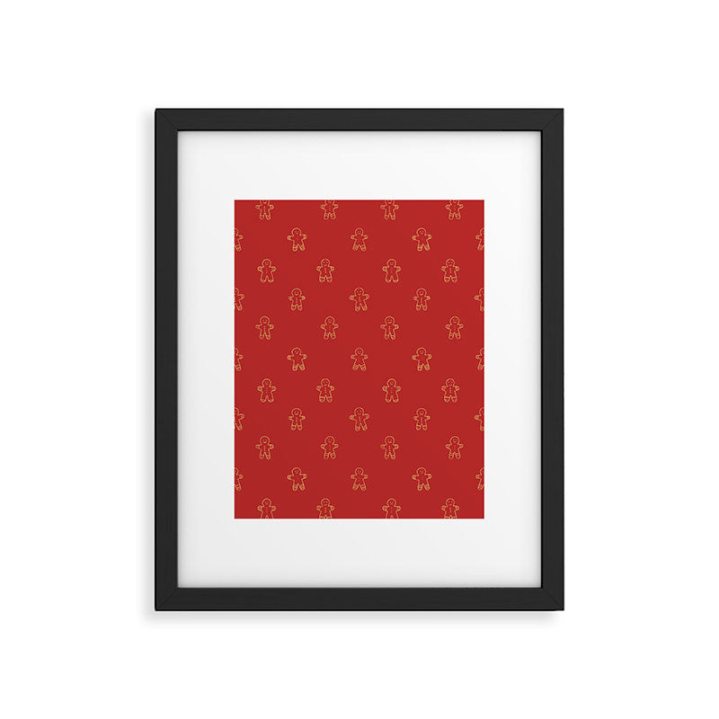 Red gingerbread christmas cookie pattern Framed Art Print Gallery Image 6