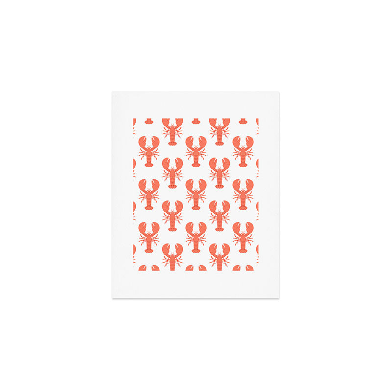 Red lobster sea food animal cartoon pattern Art Print Gallery Image 1
