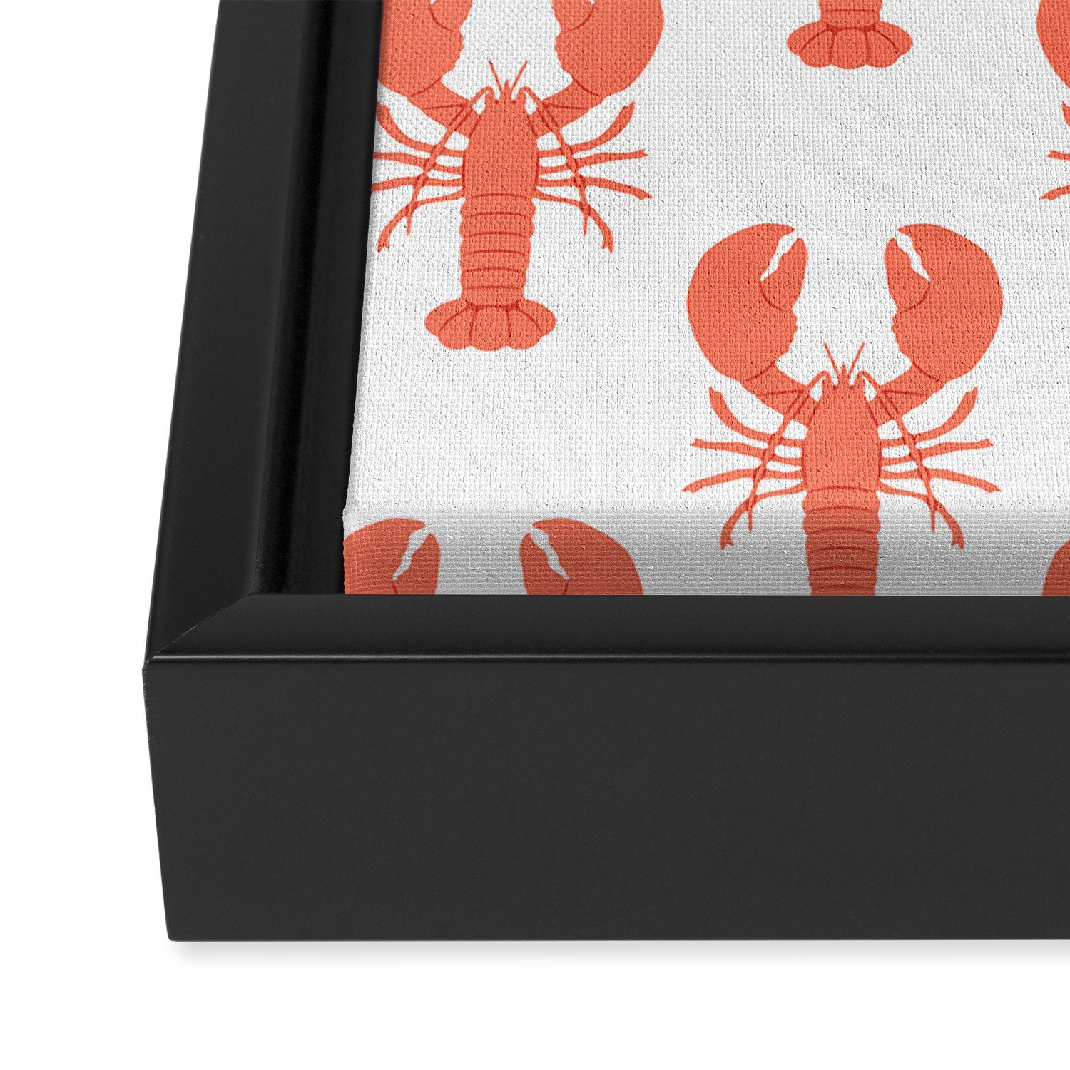 Red lobster sea food animal cartoon pattern Framed Canvas Print Gallery Image 3