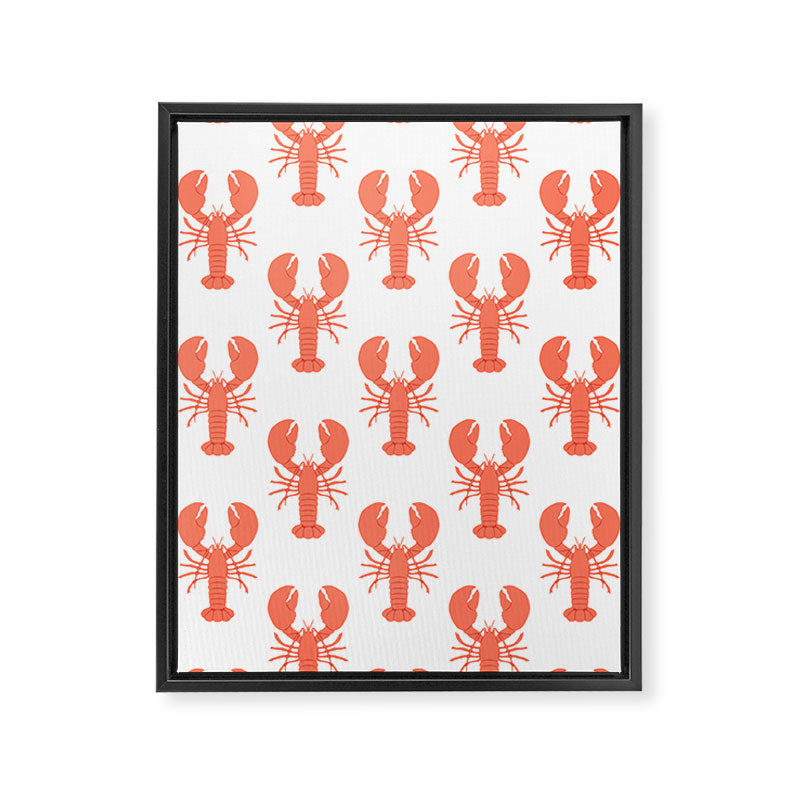 Red lobster sea food animal cartoon pattern Framed Canvas Print Gallery Image 8