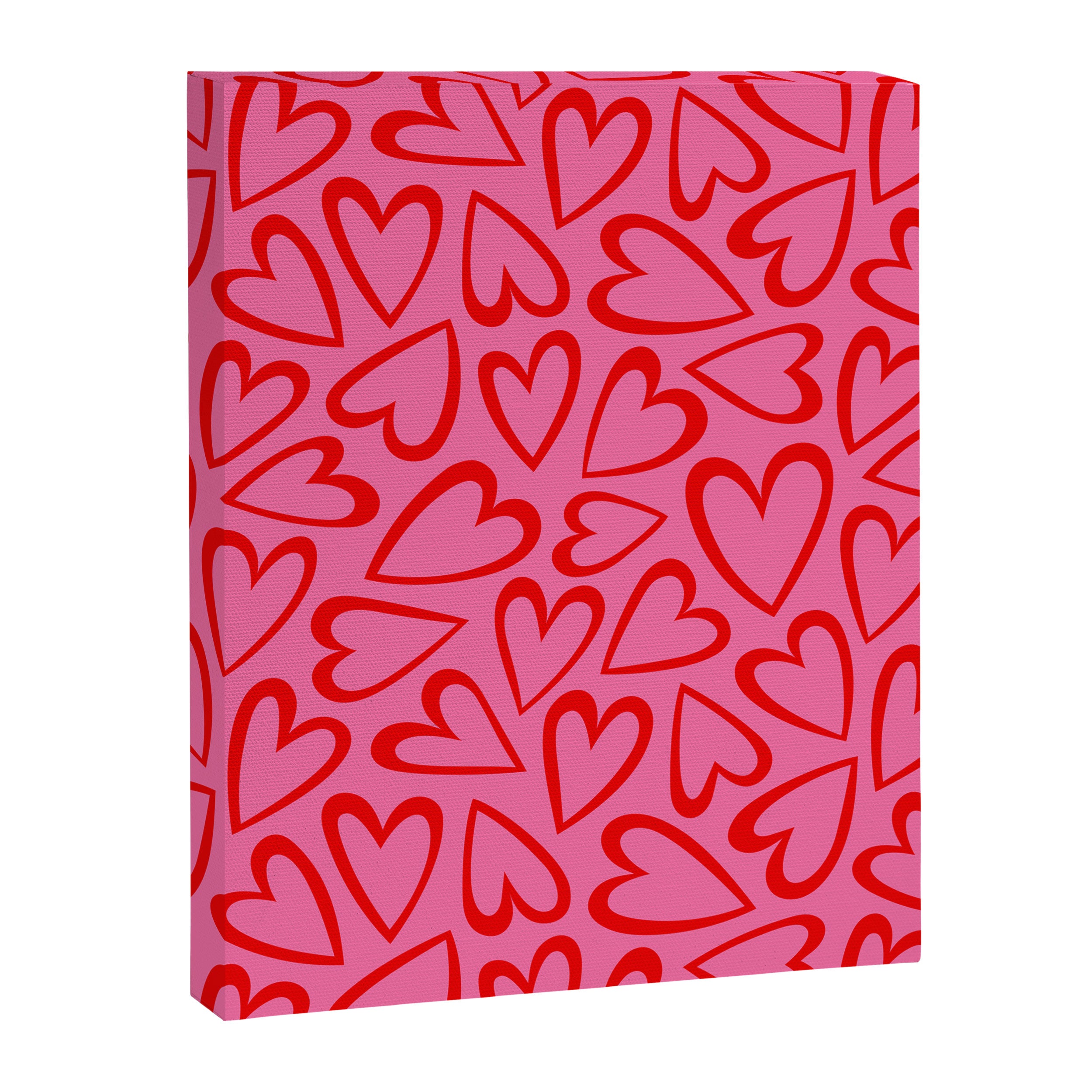 Red love heart cartoon pattern Canvas Print Gallery Image 8
